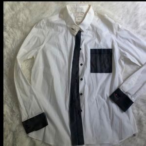 BLACK & WHITE DESIGNER TAILORED TUXEDO BLOUSE 12